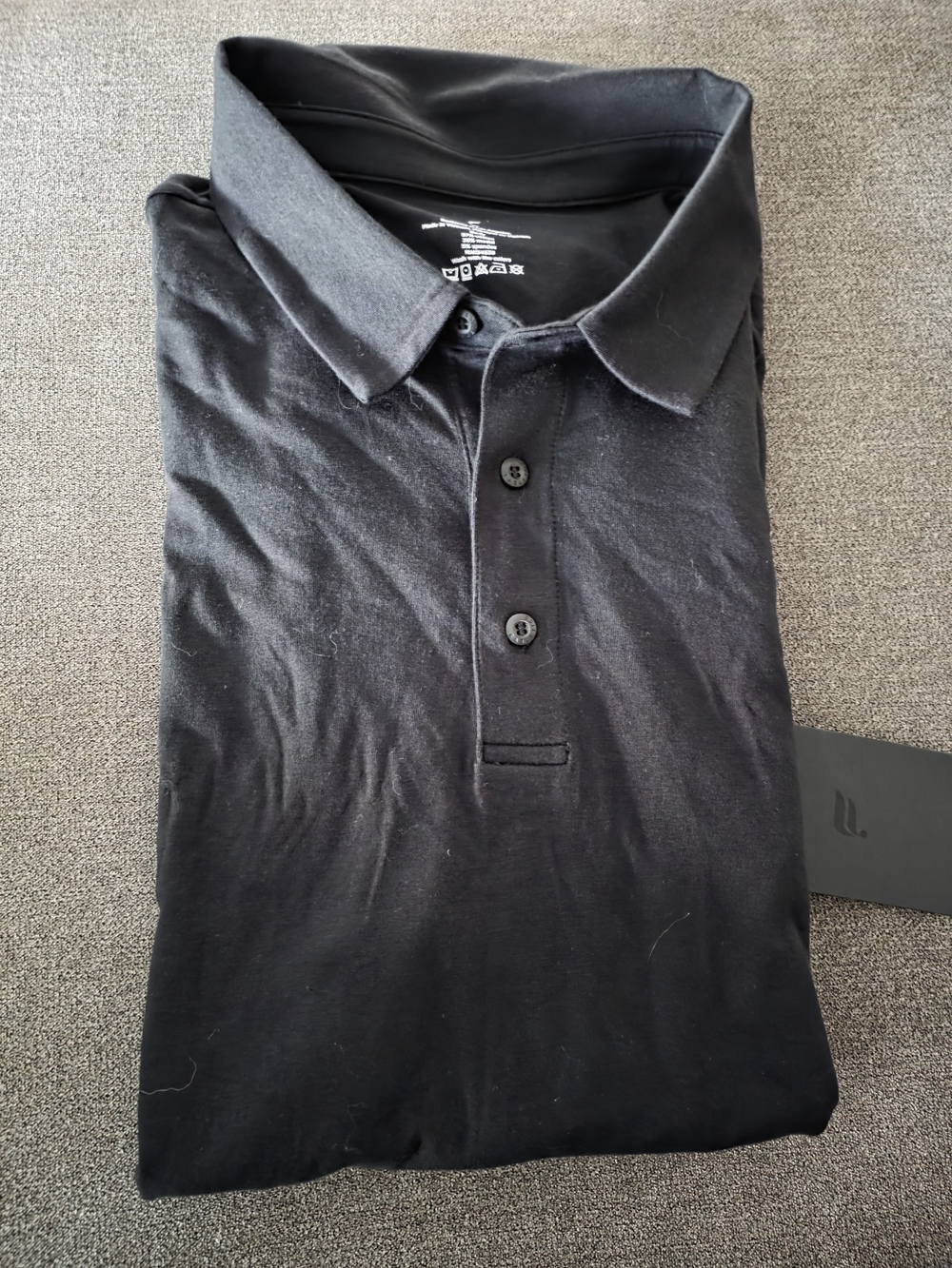 Fabletics Men's Black Polo with Three-Button Placket